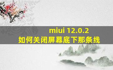 miui 12.0.2如何关闭屏幕底下那条线